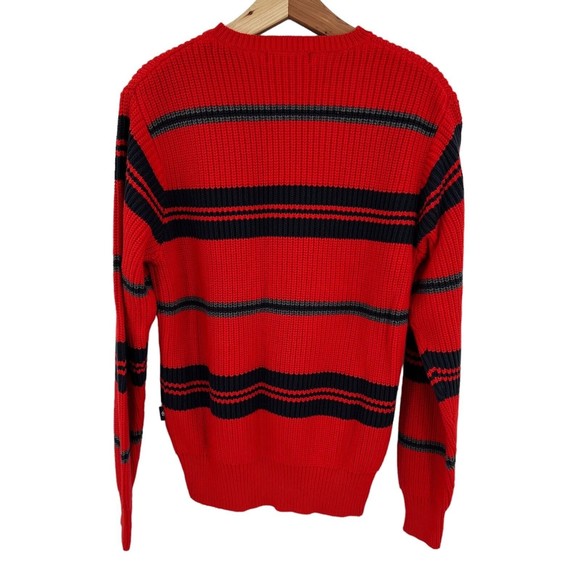 Nautical Sweater Small Men's Pullover Crew Neck Knit Ribbed Long Sleeve Red Blue - Picture 2 of 6